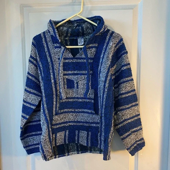 Shirts Vintage Mexican Baja Serape Boho Hoodie Jacket Poncho